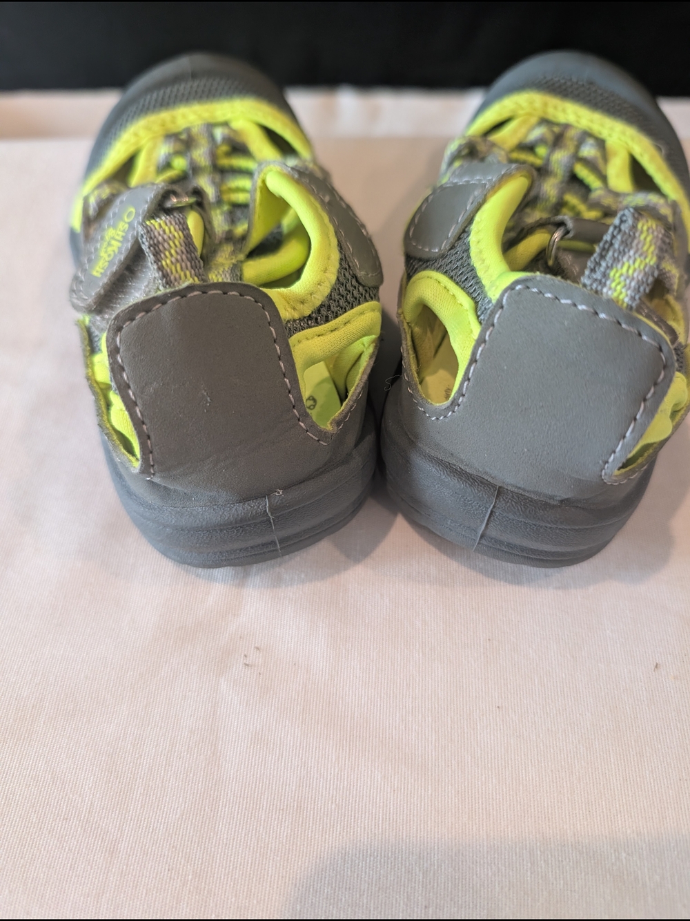 OshKosh B'gosh Gray and Neon Yellow Kids Sport Sandals - Picture 3 of 5